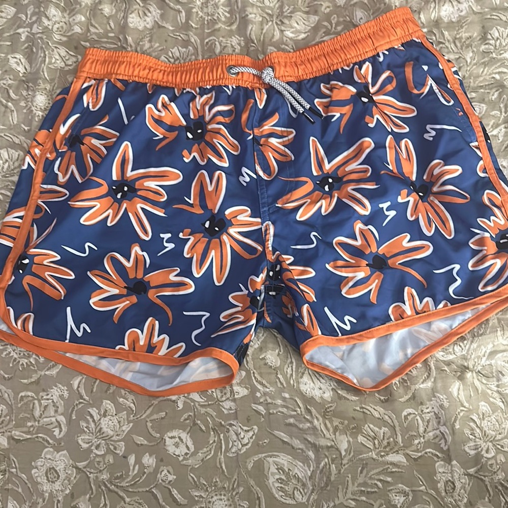 Floral Blue and Orange Swim Shorts